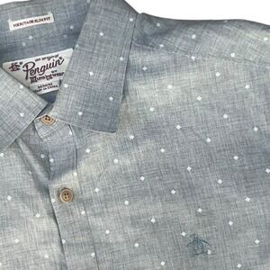 Original Penguin Heritage Slim Fit Blue Diamond Dot Button Down Shirt Mens M